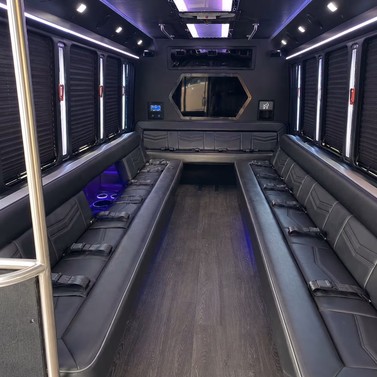 durham 18 passenger party bus interior