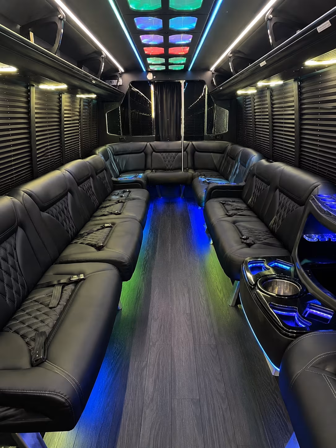durham 20 passenger party bus interior