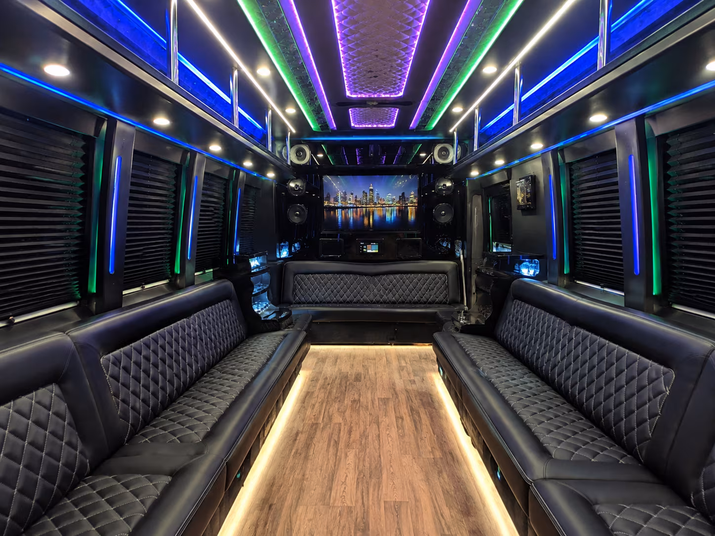 durham 25 passenger party bus interior