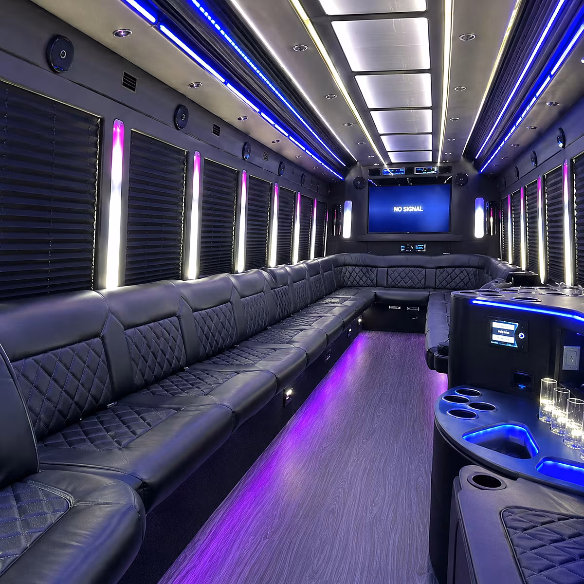 durham 30 passenger party bus inside