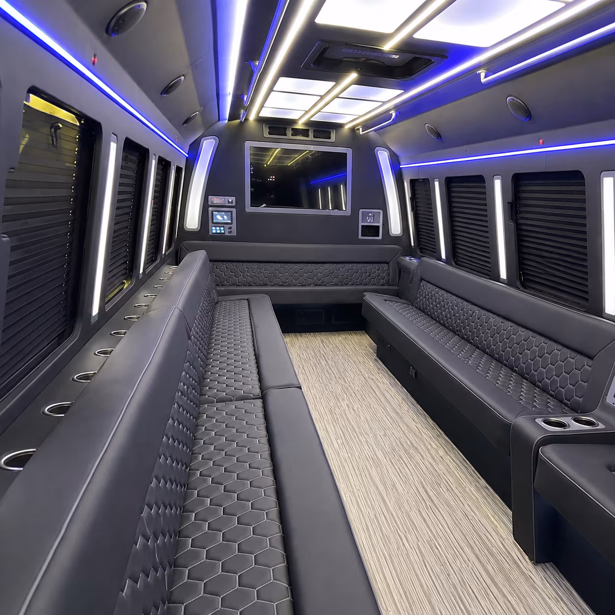durham 40 passenger party bus inside
